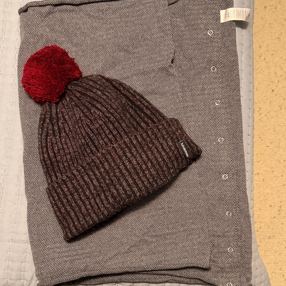 Lululemon fleece-lined beanie and ivivva (by Lululemon) snap infinity scarf